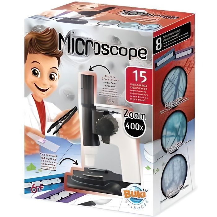 Microscope enfant zoom 400x eclairage led et accessoires - 15 experiences - Jeu scientifique educatif