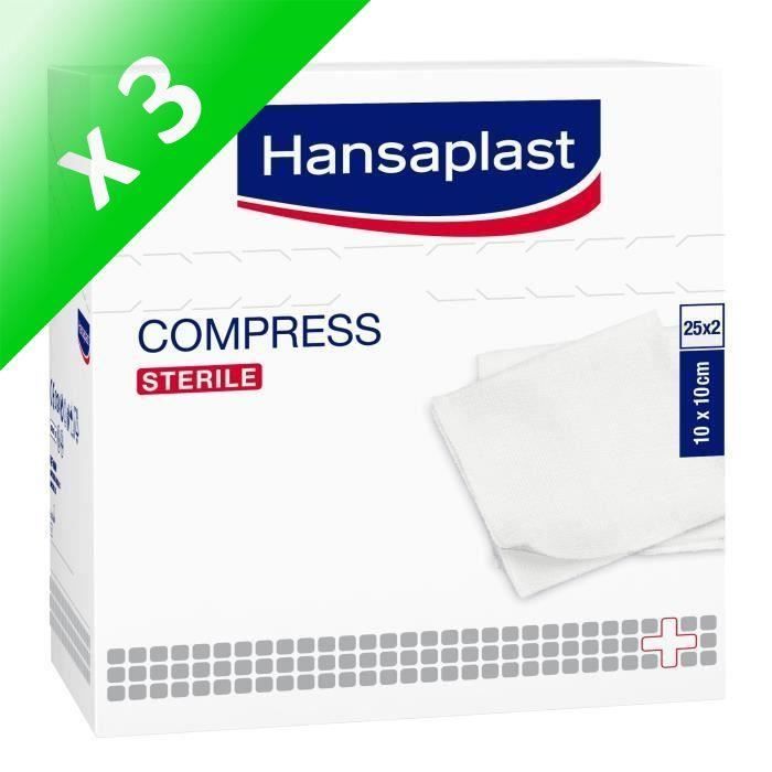 HANSAPLAST Compresses stériles - 10 x 10 cm (Lot de 3x 50 compresses)