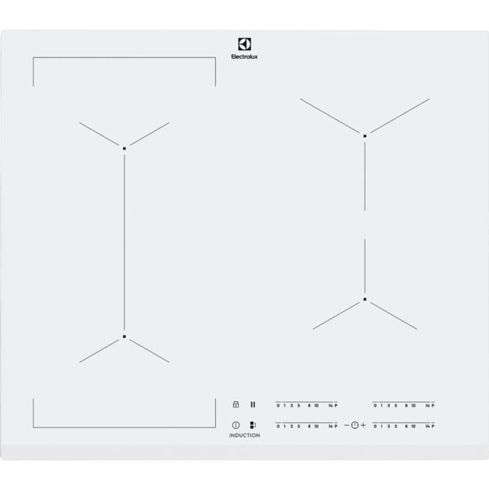 Electrolux EIV63440BW, Intégré, Plaque avec zone à induction, Verre, Blanc, 2500 W, 14,5 cm