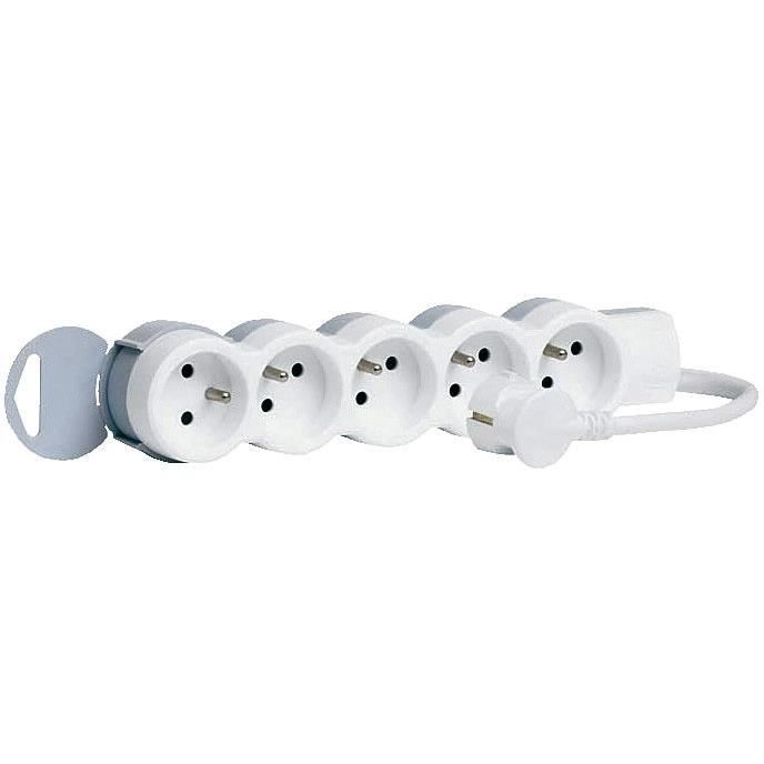 LEGRAND Rallonge multiprise standard 5x2 P+T cordon 1,5 m blanc et gris