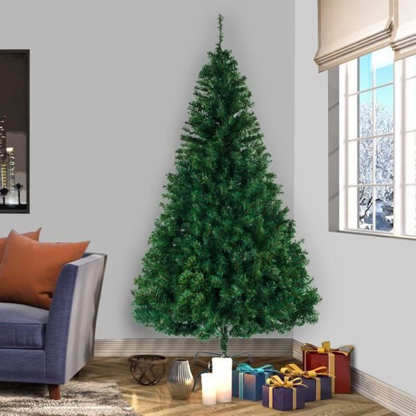 Sapin de Noël Artificiel 240 cm, 1138 Pointes de Branche, Assemblage Rapide, Support d'arbre de Noël en métal - Noël, Vert 2,4 m