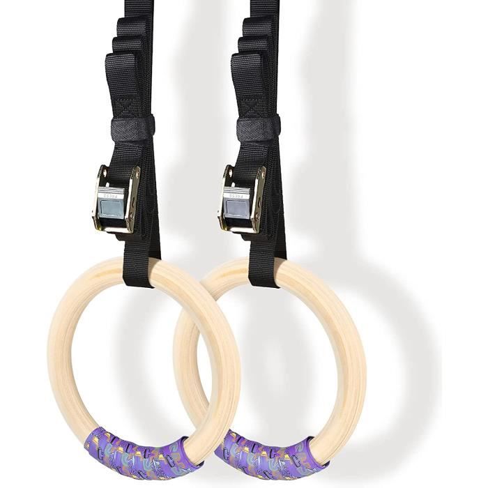 Anneaux Gymnastique, Anneaux Olympiques en Bois avec Sangles à Boucle Anneaux de Gymnastique en Bois pour la Musculation