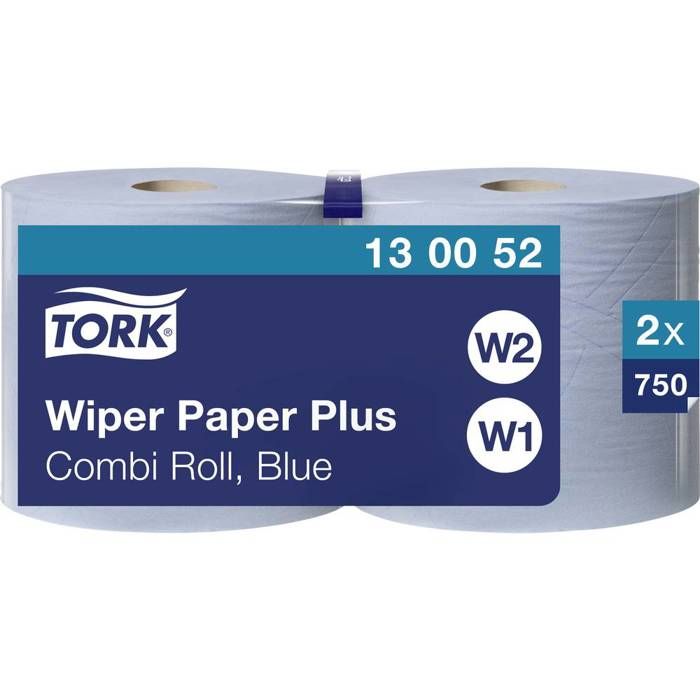 Tork 130052 Papier d'essuyage Premium Plus W1-W2 - 225 m x 23,5 cm - lot de 2 - Bleu: Commerce, Industrie & Science