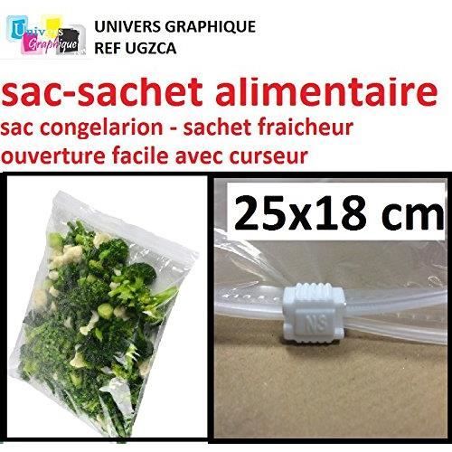 Lot de 20, Sac congélation- sachet alimentaire a curseur 25 X 18 cm - sachet fraicheur fermeture coulissante – sachet pour conservat