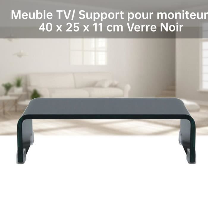GES Meuble TV/ Support pour moniteur 40 x 25 x 11 cm Verre Noir-VBESTLIFE2