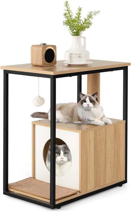 Comparer les prix de GOPLUS Arbre à Chat, avec Cabane pour Chat, Tapis en Peluche Amovible, Poteau à Griffer, Tapis à Griffer, Balle Interactive, Beige