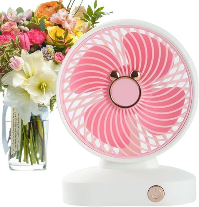 Ventilateur Bureau USB Pliable Ruiqas - 4 Vitesses, Batterie 3600mAh, Hauteur Réglable 36-100cm - Silencieux