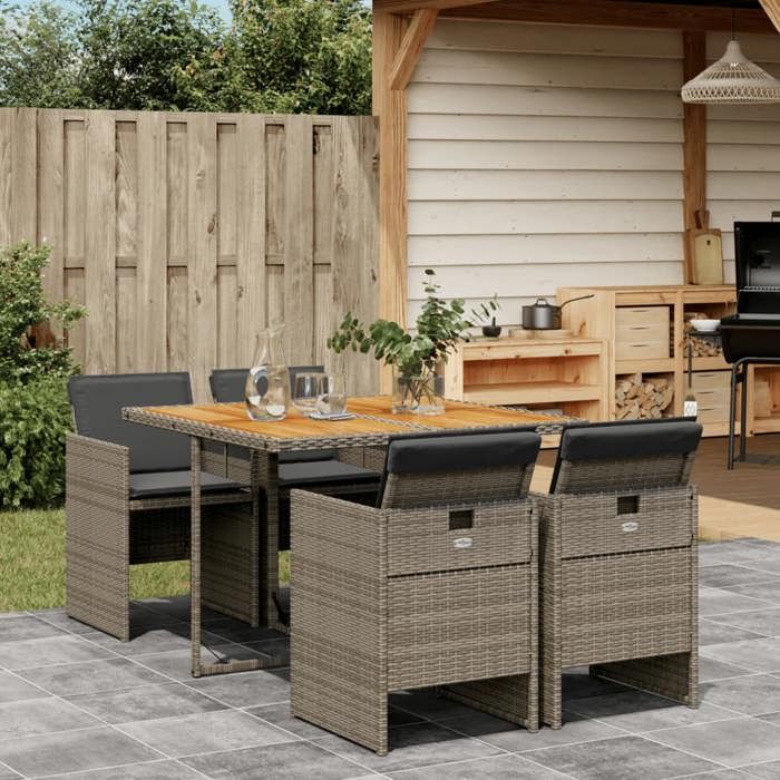vidaXL Ensemble à Manger de Jardin avec Coussins 5 pcs Table et Chaise de Terrasse Meubles de Patio Mobilier dExtérieur