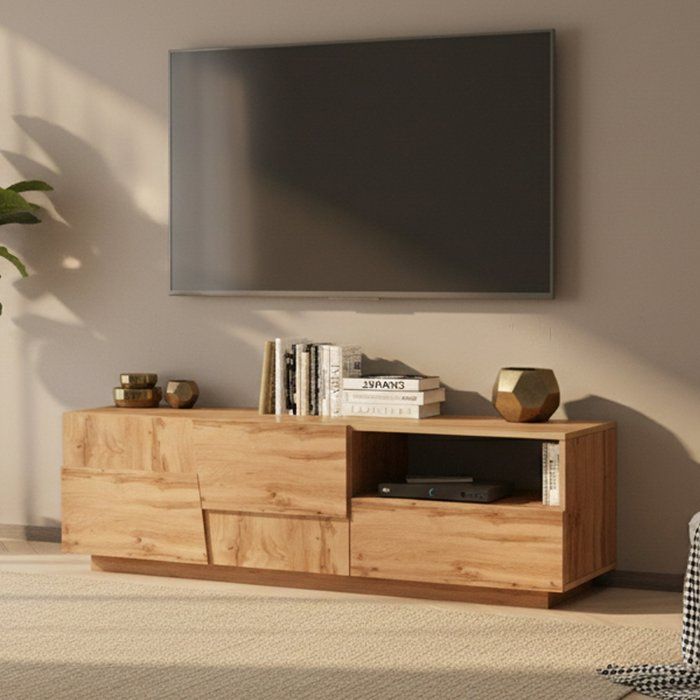 Meuble TV Dcoulibal - Dmora - Mélamine - Chêne 150x44h46 cm Meuble TV Dcoulibal - Dmora - Mélamine - Chêne 150x44h46 cm