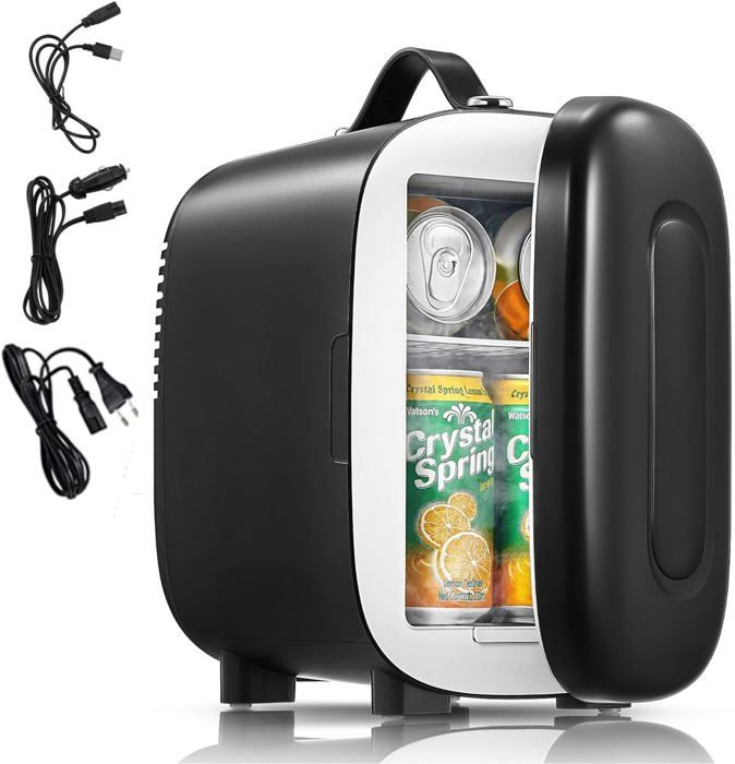 Mini Frigo Portable 10L - Réfrigérateur De Chambre Silencieux Chaud/Froid AC/DC Pour Voiture, Camping, Cosmétiques Et Boissons