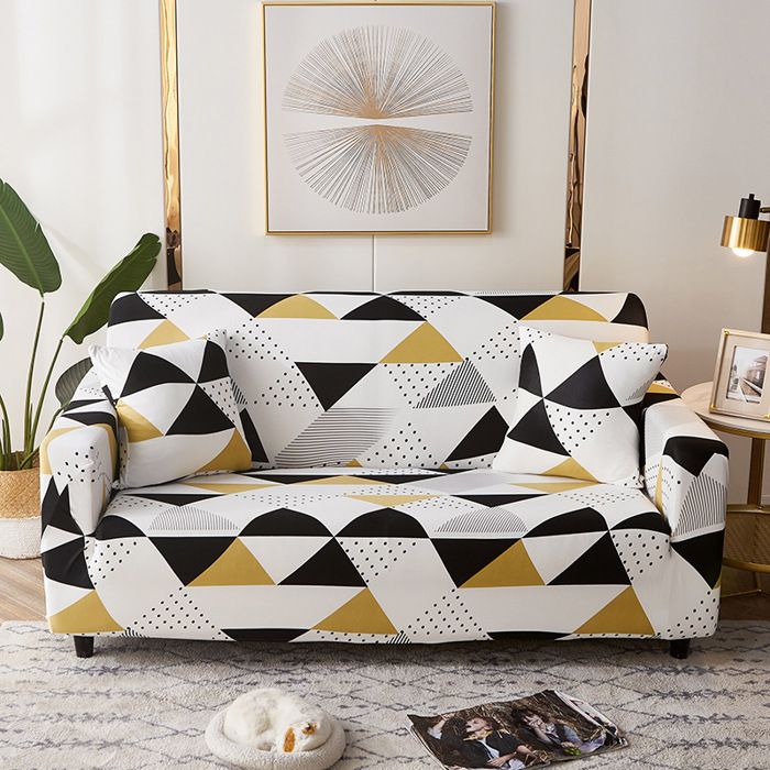 Housse de canapé extensible 3 places (190–230 cm) avec accoudoirs — antidérapante multicolore