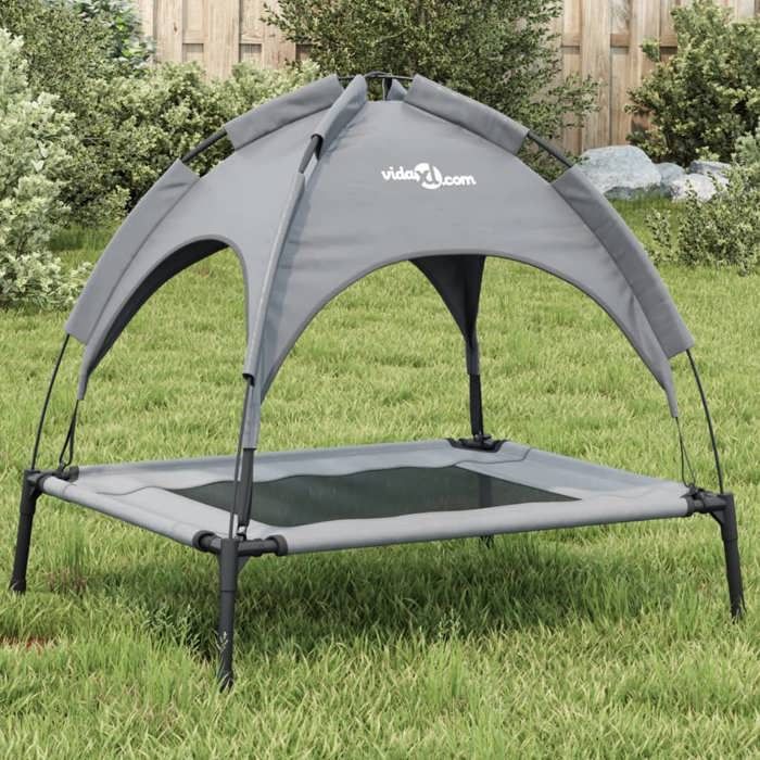 vidaXL Lit pour chien avec auvent anthracite tissu Oxford et acier canapé pour chien canapés pour chien chaise pour chien 172593