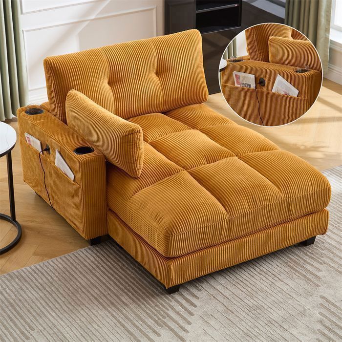 DRIPEX Canapé en velours Confortable avec un accoudoir et dossiersCanapé ParesseuxCanapé pouf Chaisejaune
