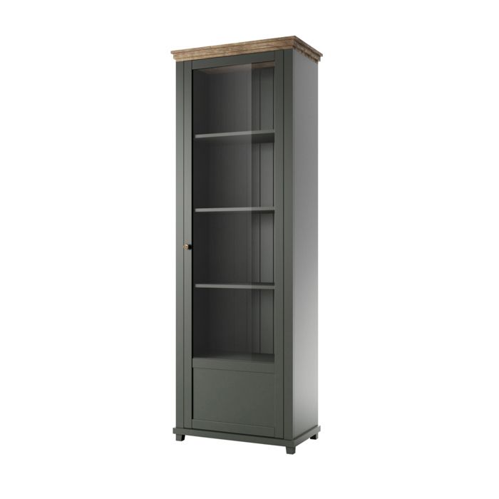 Vitrine 1 porte Petits-meubles - Martin - 71 x 42 x 200cm - Vert et bois