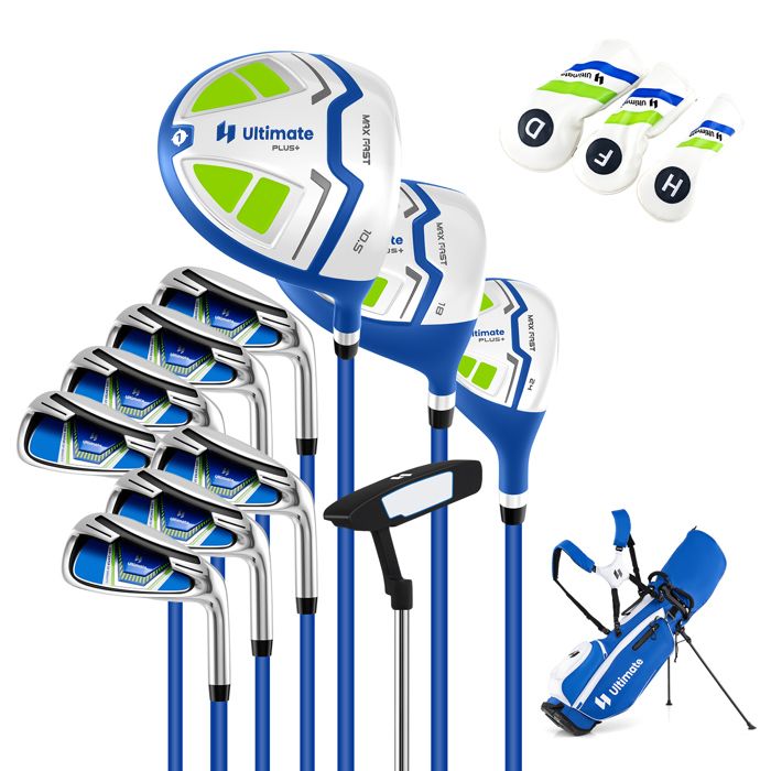 Set de Clubs de Golf COSTWAY-pour Hommes avec Sac Trépied-Ensemble Comprend Driver&Bois&Hybride&Fers&Putter&Couvre-Chefs-Bleu Set de Clubs de Golf COSTWAY-pour Hommes avec Sac Trépied-Ensemble Comprend Driver&Bois&Hybride&Fers&Putter&Couvre-Chefs-Bleu