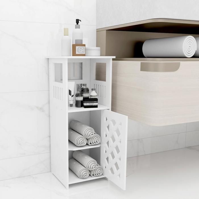 SUPFINE Colonne de Salle de Bain À 3 Niveaux 24 X 22 X 55cm Armoire de Rangement pour Salon Cuisine Chambre