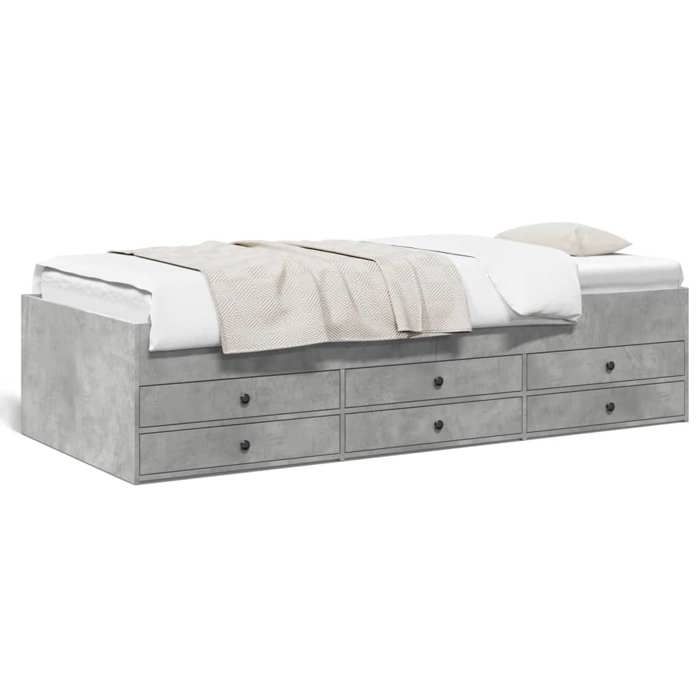 Lit simple Contemporain Banquette lit/Lit de jour avec tiroirs sans matelas gris béton 100x200 cm - 1 Place SP13235BED29655312
