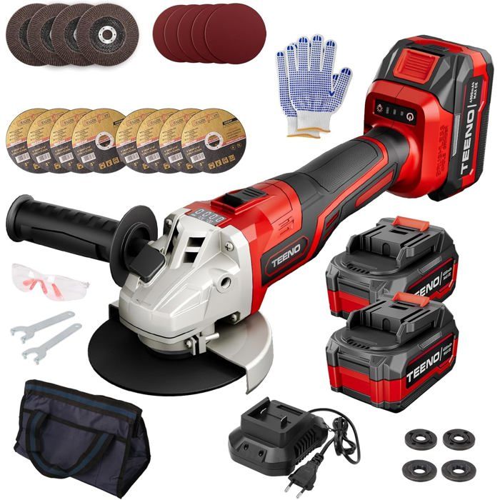 Meuleuse d'angle électrique sans balais de 125 mm à vitesse variable, outil de travail du bois pour batterie Makita 18 V - Bricolage