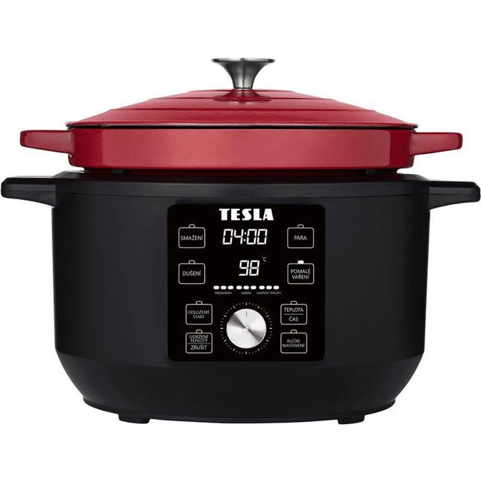 Marmite multifonctionnelle - TESLA - MC600 - 56 L - 1500 W - Noir et Rouge - Tesla