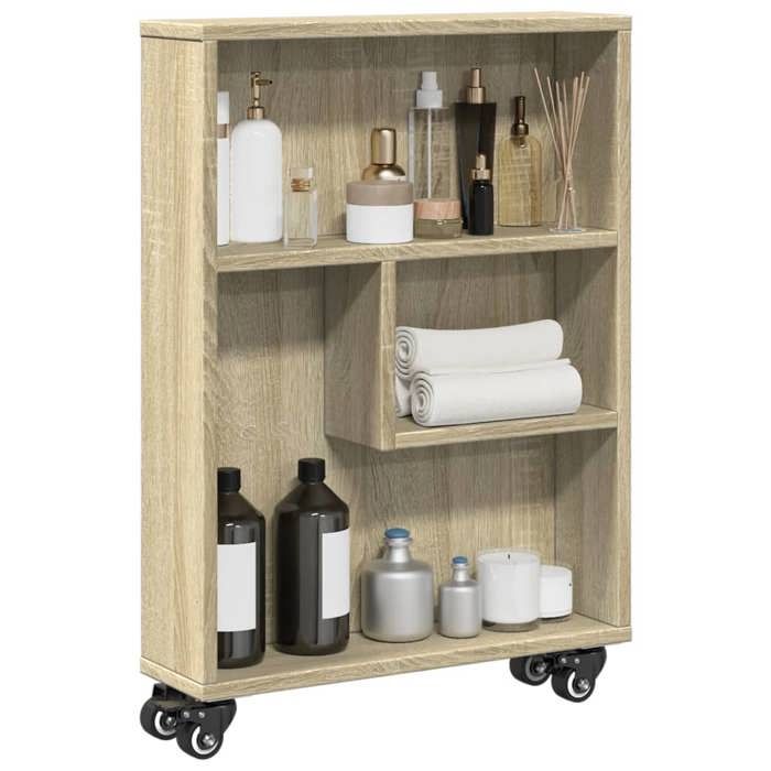 Chariot de rangement étroit - vidaXL - Chêne Sonoma - 48x13x68 cm - Bois dingénierie