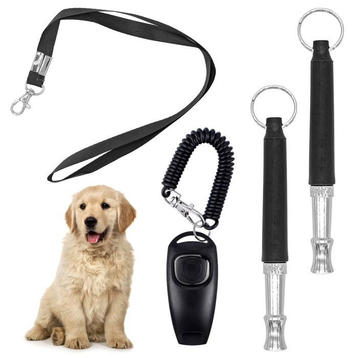Kit de dressage pour chien : clicker sifflet 2 pièces et cordon