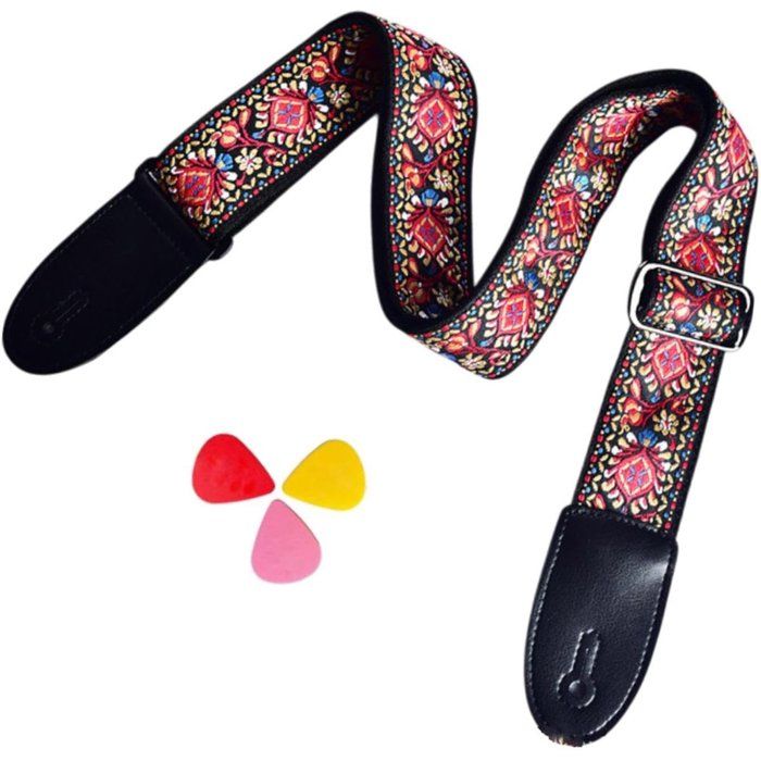 🎸 Sangle de Guitare Rouge pour Débutants : Confort, Style et Accessoires Inclus à 12,54 € – Le Cadeau Parfait pour Guitaristes Acoustiques et Bassistes