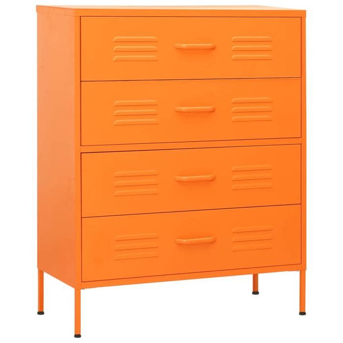 Commode en acier - vidaxl - 80x35x101 5 cm - Orange - Capacité totale 100 kg - Tiroirs avec glissières à billes