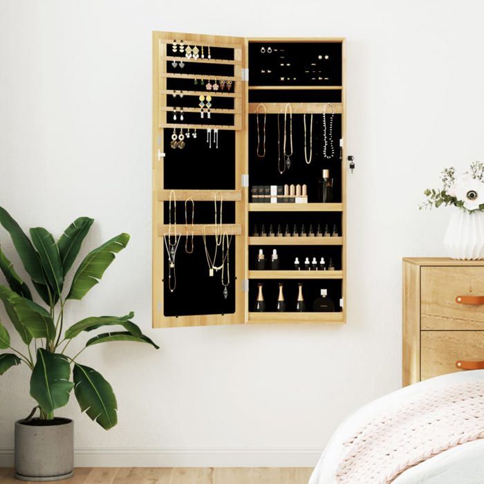 Armoire à bijoux murale avec miroir - vidaXL - 375x10x106 cm - Brun - Bois dingénierie - Miroir pleine longueur