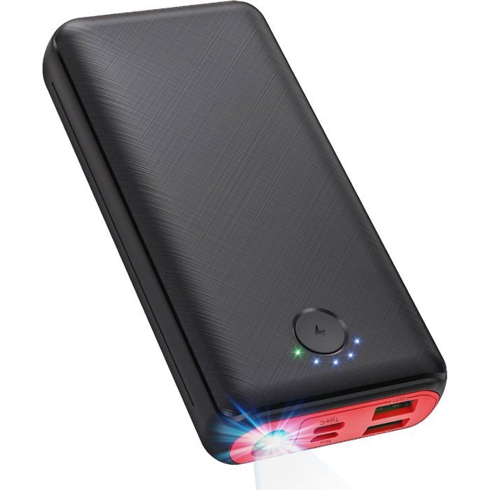 Batterie Externe 27000mAh 22.5W Power Bank PD 20W USB C Charge Rapide avec Lampe de PocheChargeur Portable Les pour iPhone