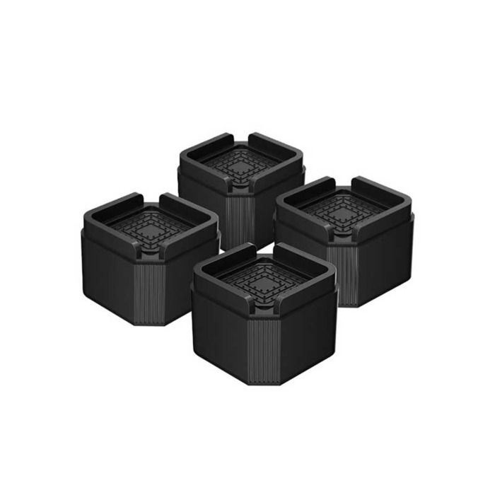 INF Rehausseurs de Meubles Carrés Noirs - Hauteur 5cm - Jeu de 4 [80x80x50mm] - Rallonges Empilables Pieds Lit Canapé Table