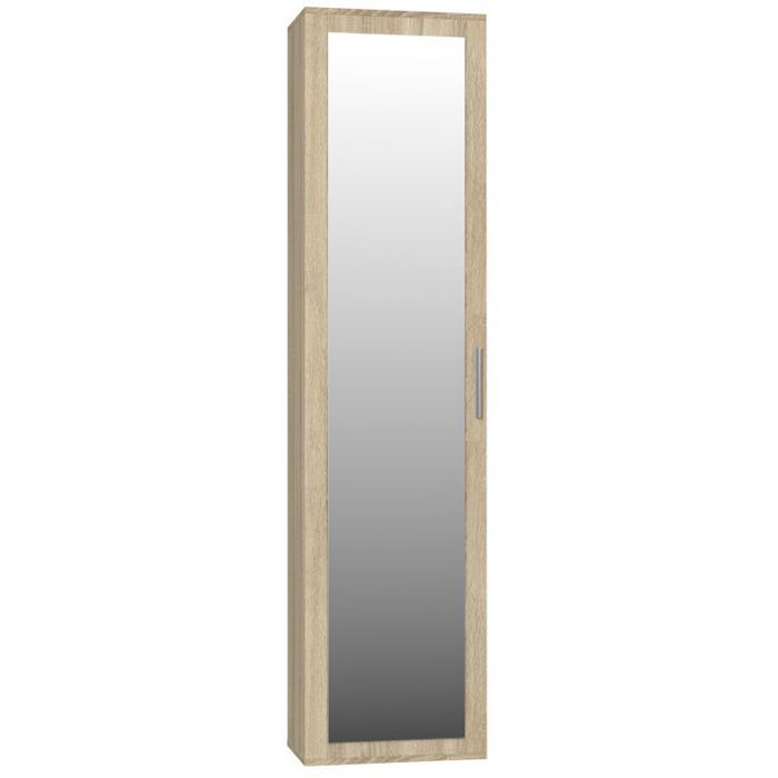 Armoire chambre 1 porte DUO SZAFKA SONOMA 50x35x180 cm chêne / porte blanche avec miroir