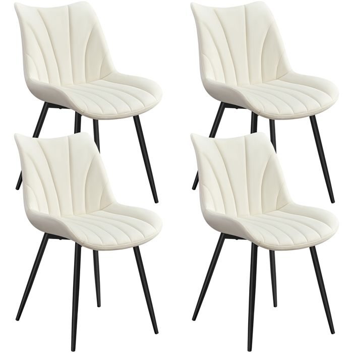 Yaheetech Lot de 4 Chaises de Salle à Manger avec Dossier Chaise de Cuisine Rétro Assise en Velours et Pieds en Métal Beige Yaheetech Lot de 4 Chaises de Salle à Manger avec Dossier Chaise de Cuisine Rétro Assise en Velours et Pieds en Métal Beige