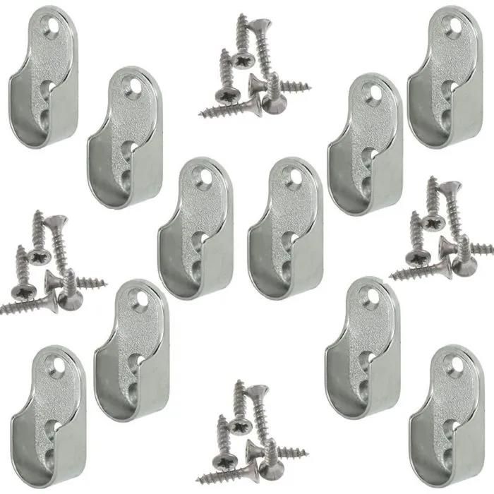 Rail De Suspension Ovale Pour Tringle Darmoire 10 Pièces Acier Nickelé Montage à Visser Fixation Murale Pour Vêtements