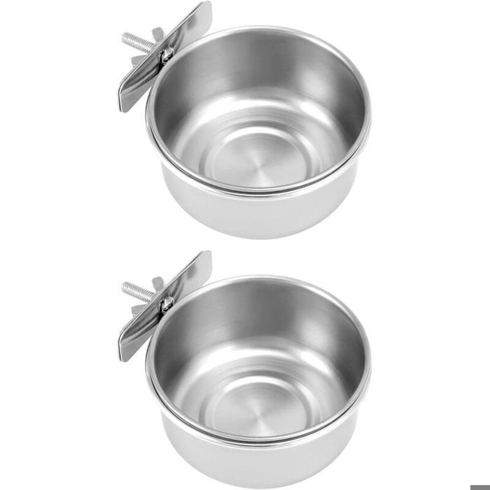 Virex® - Lot de 2 gamelles suspendues en acier inoxydable pour oiseaux accessoires pour cages à oiseaux et à rats (10 x 4 5 cm)