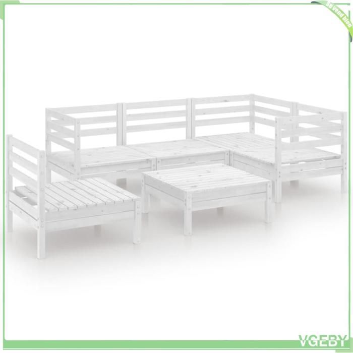Salon de jardin - FAFEICY - 3082723 - Bois de pin massif - Blanc - 6 places modulable