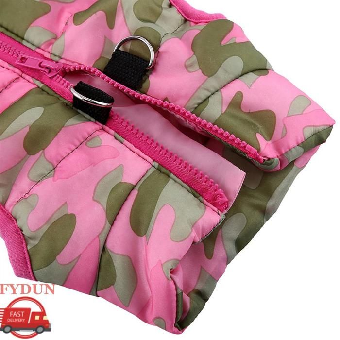 FYDUN Veste pour animaux de compagnie Manteau Chien Hiver Camouflage Chaud Pour Chiot Chat animalerie blouson Bleu clair S Rose M