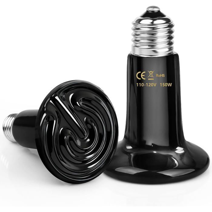 Lampe Chaleur Céramique Reptile 150W E26 Sans Lumière Bulbe Chauffage Nocturne Terrarium Lézard Tortue Serpent