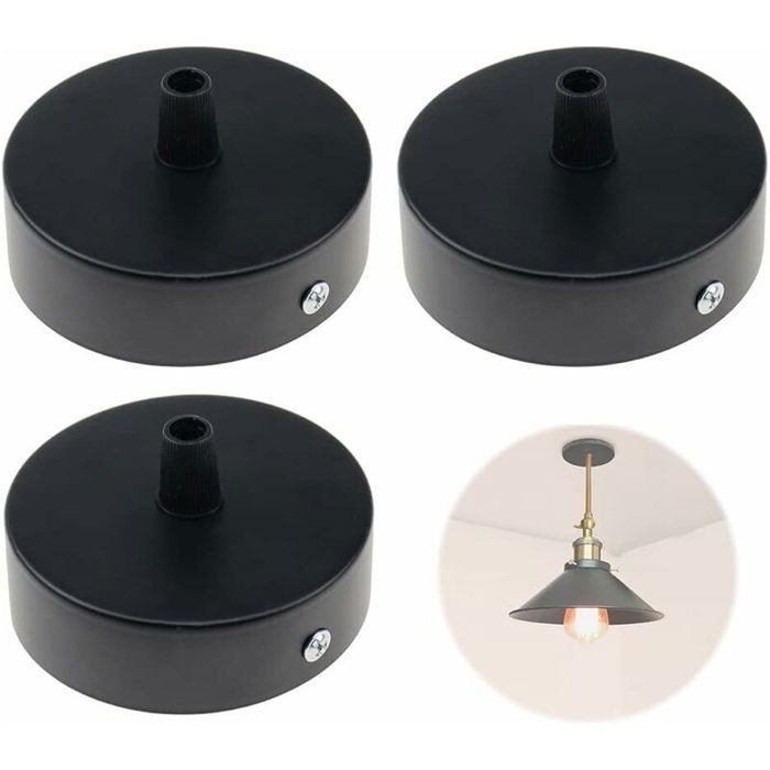 Lot 3 Auvent Plafond 8cm Noir Mat Cache Fils Lustre Magnétique Serre-Câble Intégré Universel