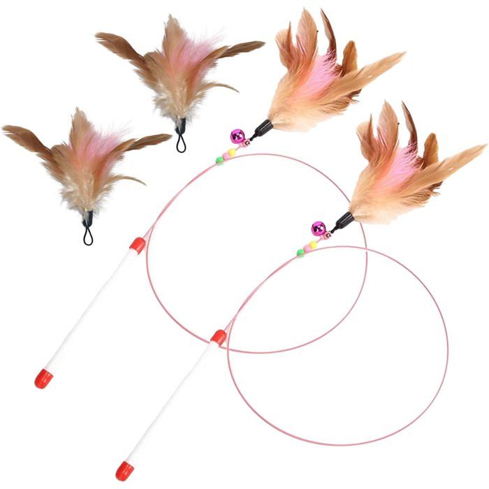 2Pièces Plumeau De Jeu Pour Chat Canne A Peche Chat Jouet De Chats Jouet Plumeau À Plumes Pour Cha Jouets Pour Chats Avec Pe[AT75]