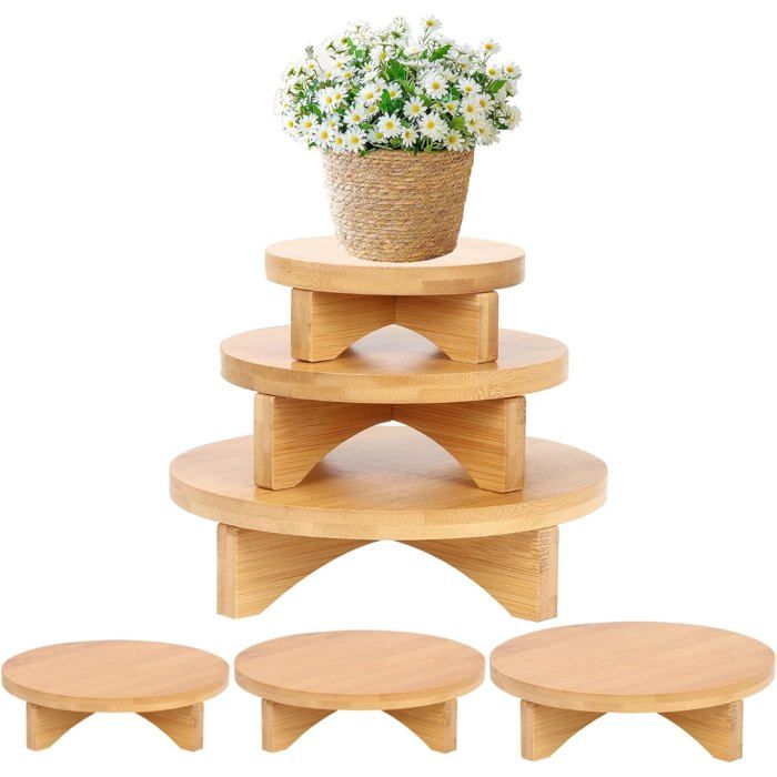 3 Pièces Petit Tabouret Bois Pour Plante Etagere Plantes Interieur 3 Niveaux Support De Pot De Fleurs Piedestal Pour Plantes[CA93]