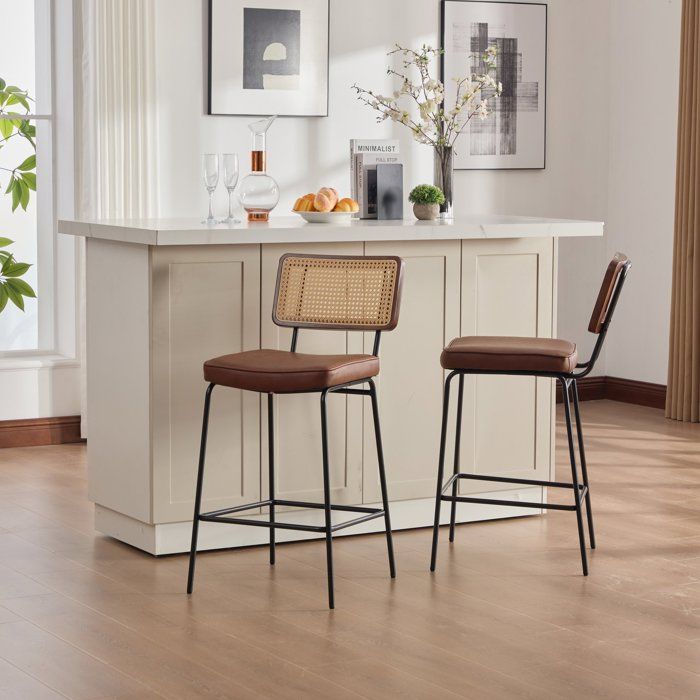 Tabouret De Bar Lot De 2 Marron Chaise Haute Vintage FloraGrace Pour Cuisine Et Bar Sans Accoudoirs 46 2x59 8x96 5cm