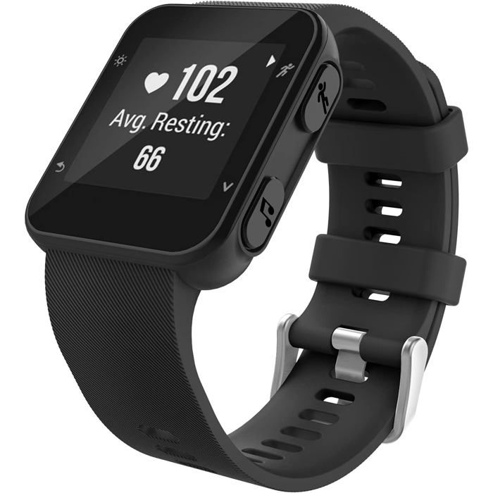 Bracelet de montre en silicone - Compatible Garmin Forerunner 35 - Silicone souple - Noir