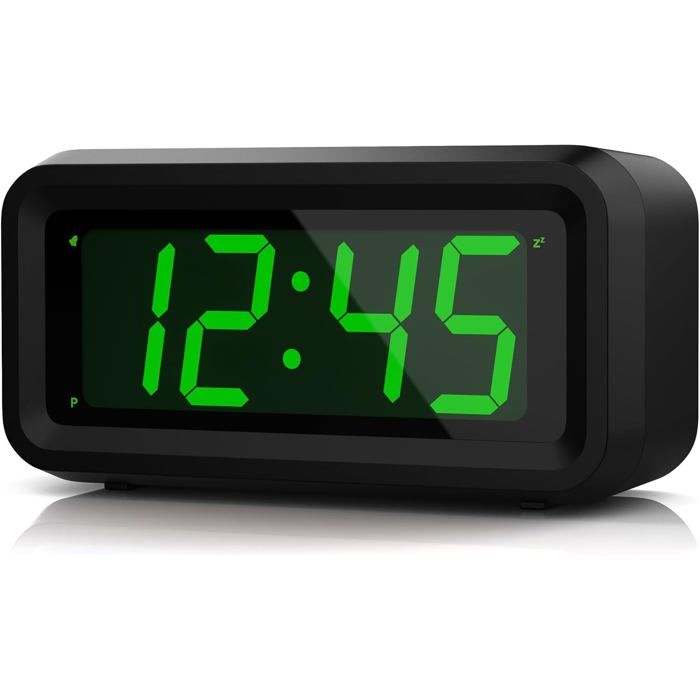 Réveil Numérique À Piles – Grands Chiffres – Sans Tic-Tac – Snooze – Luminosité Réglable – Format 12/24H Enfant Adulte