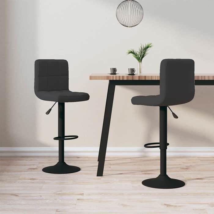 Moderne Tabourets de bar lot de 2 noir velours - charge max : 110 kg/place @3423