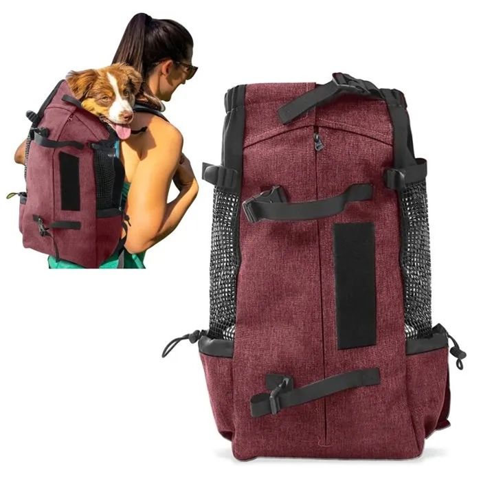 Sac à Dos pour Chien Randonnée Sac a Dos de Transport pour Chat Chien Respirant Double Sac à Dos pour Animaux jusquà 10 kg Rouge M
