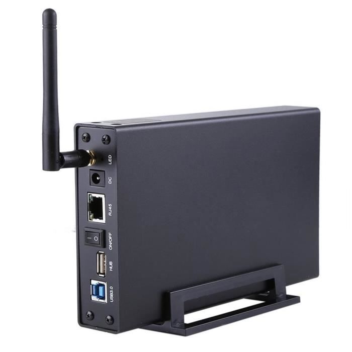 Le noir - disque dur externe HDD BS-U35WF "USB 300, 3.0 Mbps, pour serveur de Streaming, Wi-Fi, avec boîtier"