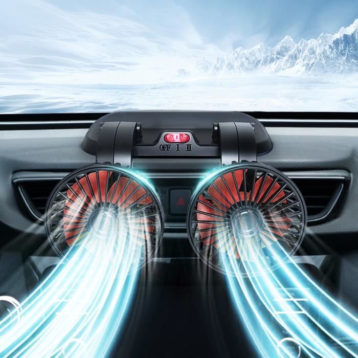 Ventilateur Voiture 12V Double Tête 360° – Afenau – 2 Vitesses – Allume-Cigare – Idéal Été Camion SUV
