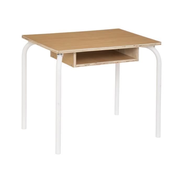 atmosphera - bureau pour enfant en métal blanc et bois h 52 cm beige