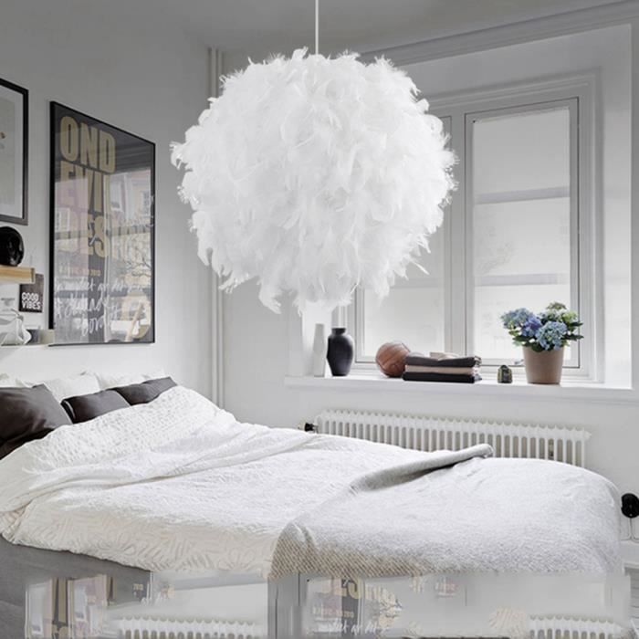 50cm plafonnier lustre éclairage boule de plumes simple moderne créatif décoration de chambre d'exposition - blanc - l