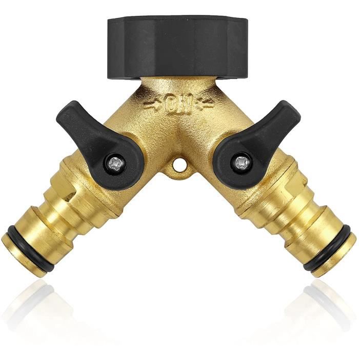 Animaux domestiques Lavage TINMAGI 2-Voies Y-Distributeur Répartiteur 2 Voies 3/4 et 1/2 Y avec Adaptateur de Robinet pour arrosage du Jardin débit d'eau réglable et verrouillable 